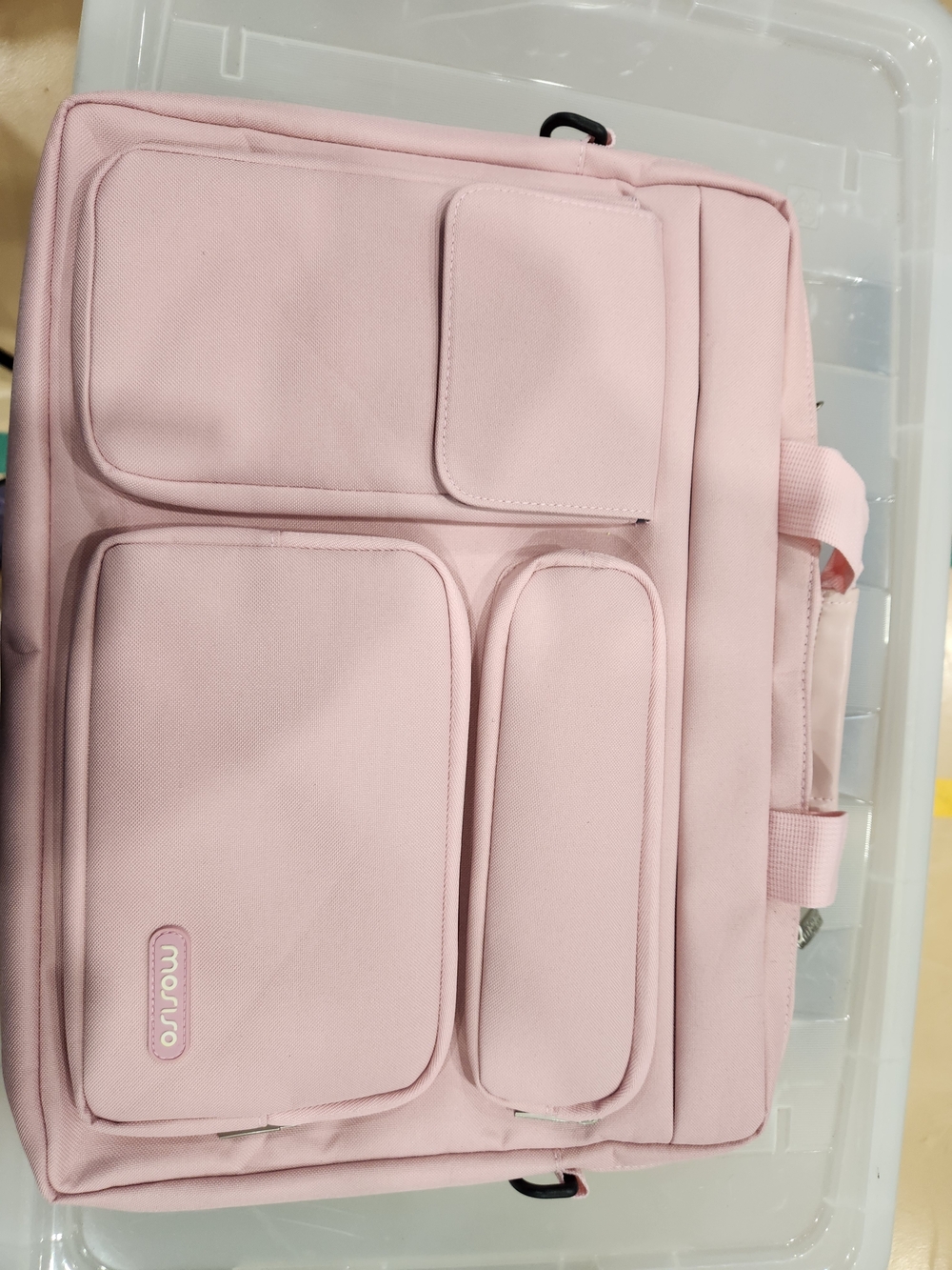 MOSISO Light Pink Canvas Zip Tote with Branded Pull